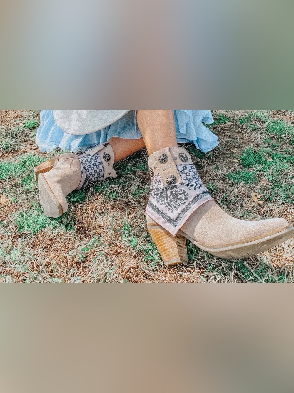 NEW  Dingo Suede Western Ankle Boots with Bandana Wrap